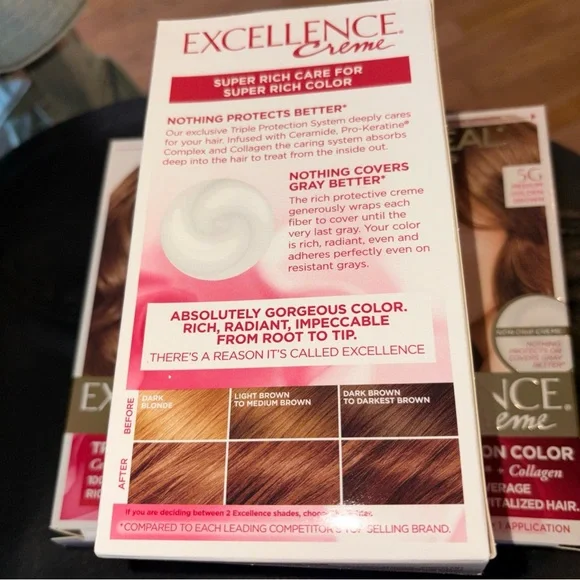L'Oreal Excellence Creme Hair Color 5G Medium Golden Brown bundle of 3 - Picture 5 of 7